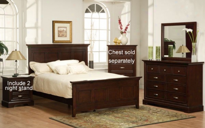 5pc Queen Size Bedroom Set With 2 Night Stand In Espresso