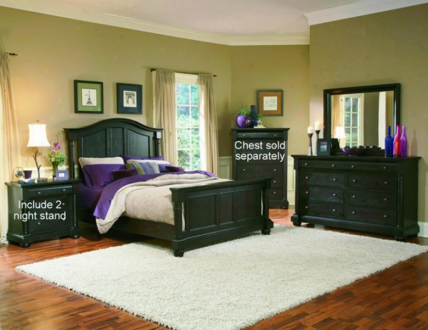 5pc Queen Size Bedroom Set With 2 Night Stand Ih Mocha