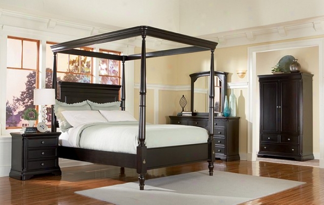 5pc Sahara Espresso Finish California King Canopy Bedroom Set