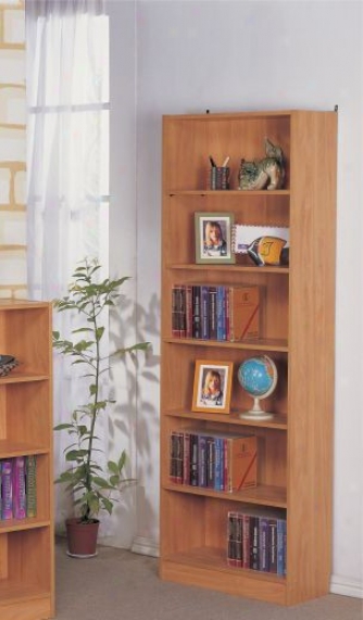 6-shelves Bookcase - Contemporary Maple Finish