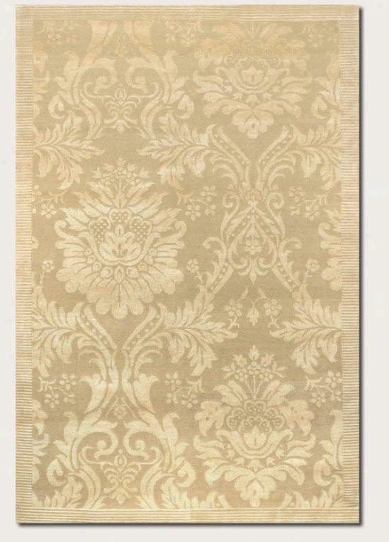 6' X 9' Area Rug Damask Pattwrn In Gold And Ivory Color