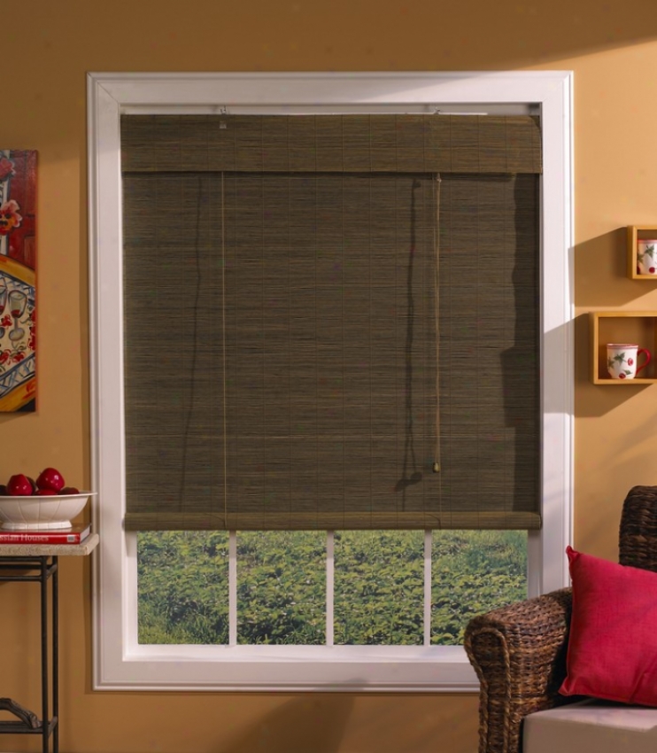 60&quotw Window Treatment Roll-up Blind With Valance In Willow Matchstick Bamboo