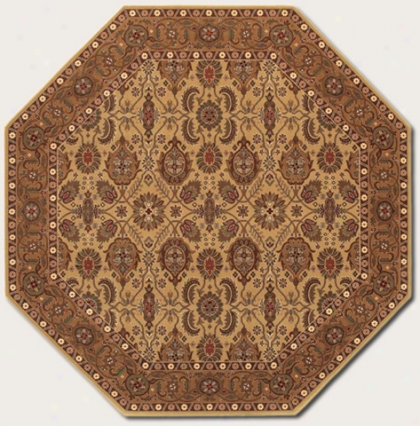 6'6&quot Octagon Area Rug Classic Persian Pattern In Hazelnut