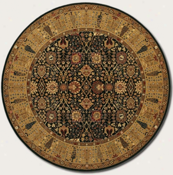 6'6&quot Round Area Rug Classic Persian Pattern In Black