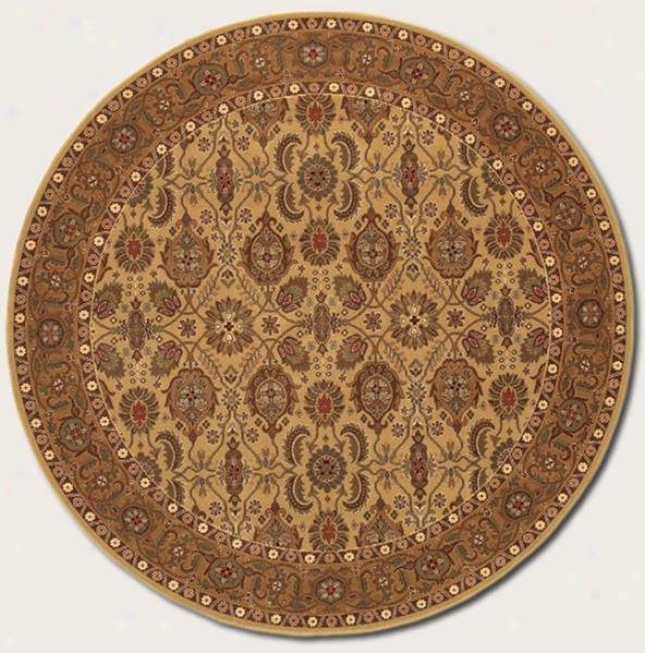 6'6&quot Round Area Rug Classic Persian Pattern In Hazelnut