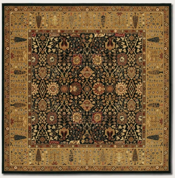 6'6&quot Square Area Rug Classic Persian Pattern In Black