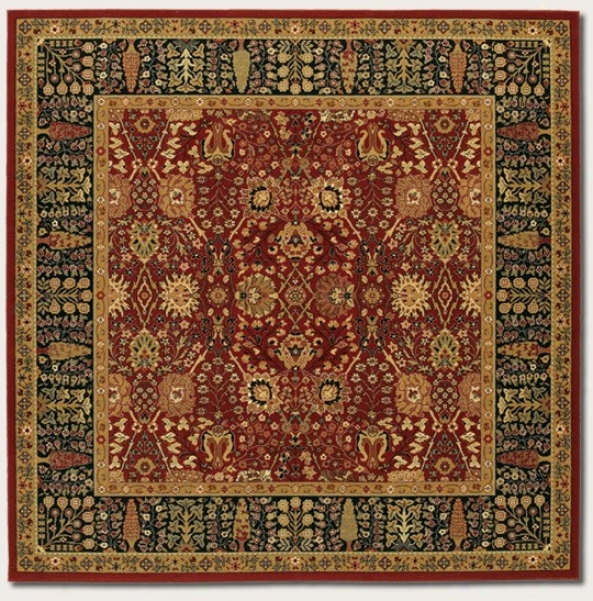6'6&quot Square Area Rug Classic Persian Pattern In Persian Red