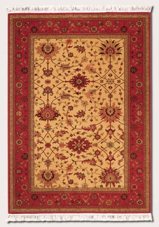 6'6&quot X 10'1&quot Area Rug Persian Floral Imitate In Brick Red And Gold