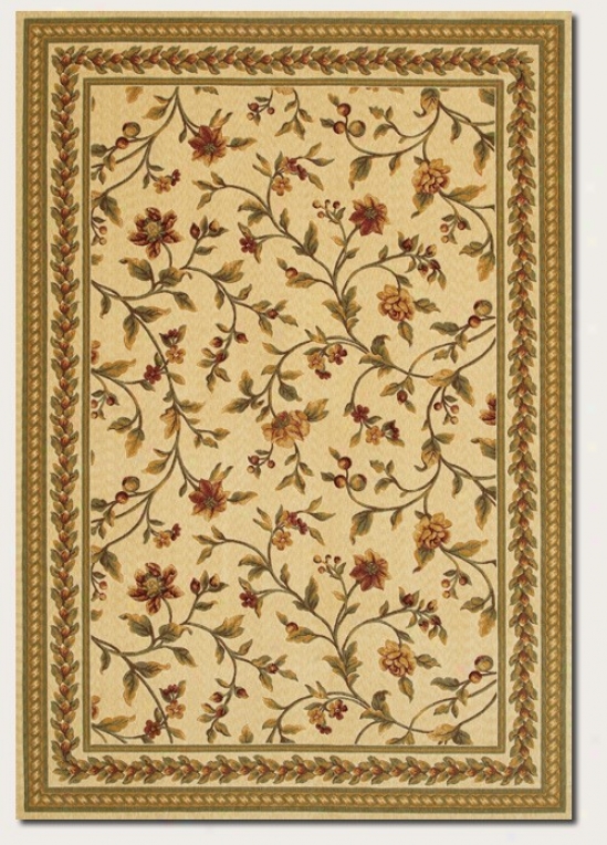 6'6&quot X 9'10&quot Area Rug Hand Crafted Vintage Floral Design In Linen Beige