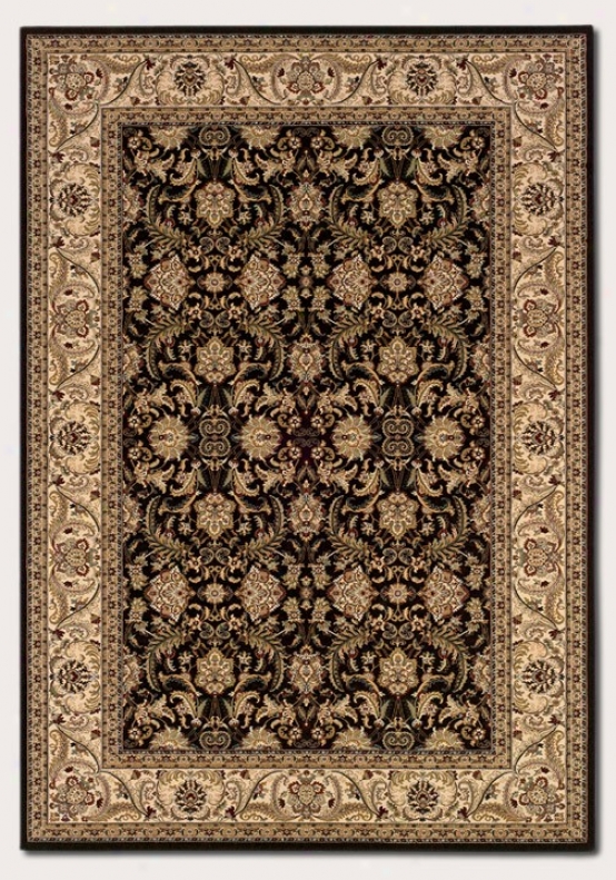 6'6&quot X 9'6&quot Area Rug Classic Persian Pattern In Black And Crme