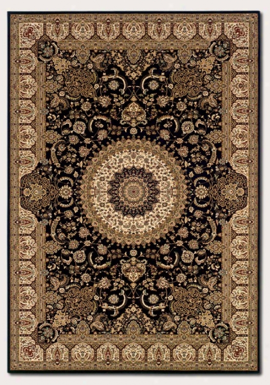 6'6&quot X 9'6&quot Area Rug Classic Persian Pattern In Black And Ivory
