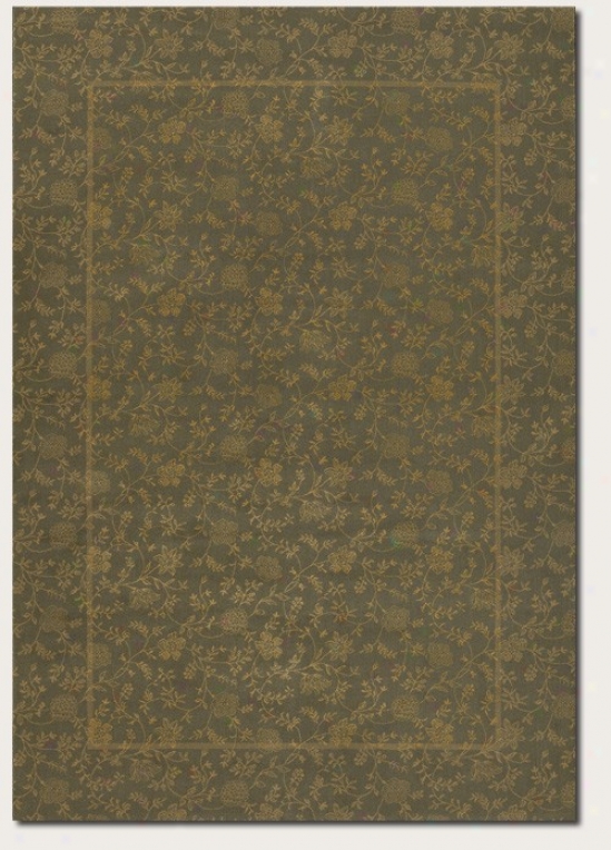 6'6&quot X 9'6&quot Area Rug Floral Pattern In Moss Green Color