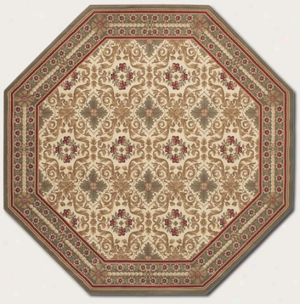 7'10&quot Octagon Area Rug Classic Persian Pattern In Sage Color