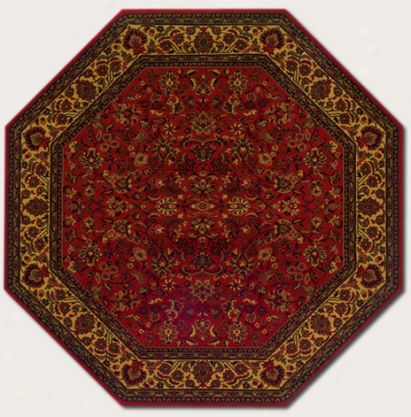7'10&quot Octagon Area Rug Classic Persian Pattern In Rust Red