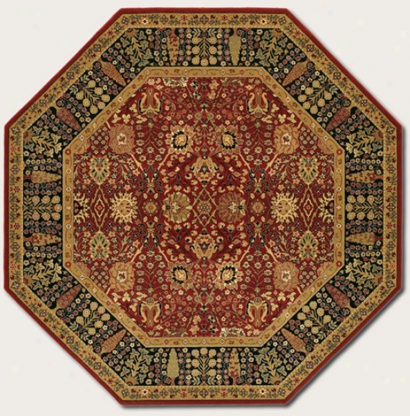 7'10&quot Octagon Area Rug Classic Persian Pattern In Persian Red