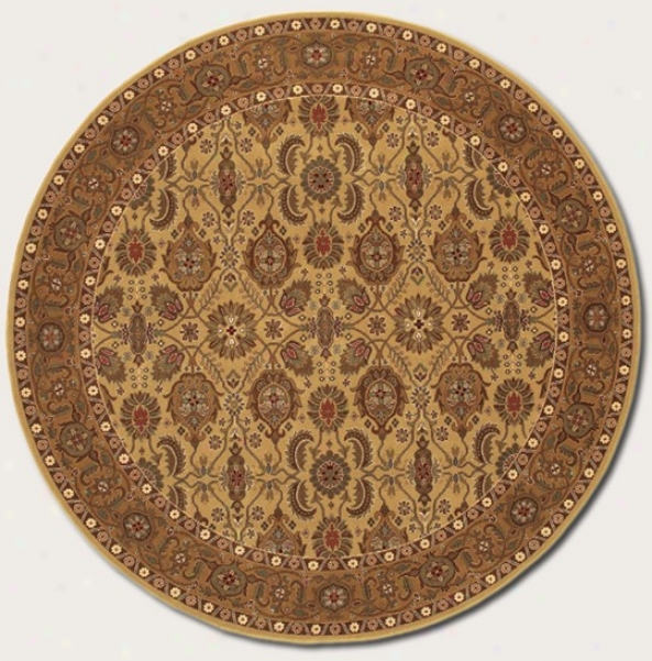 7'10&quot Round Area Rug Coassic Persian Pattern In Hazelnut