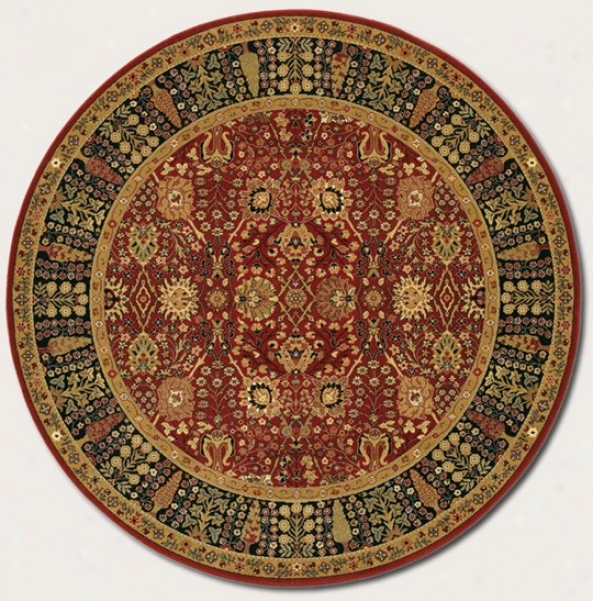 7'10&quot Round Area Rug Classic Persian Pattern In Persian Red