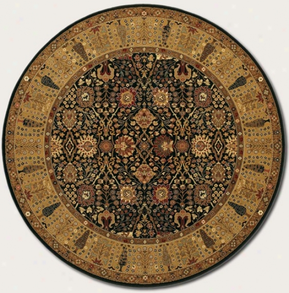 7'10&quot Round Area Rug Classic Persian Pattern In Black