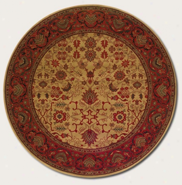 7'10&quuot Round Area Rug Classic Persian Exemplar In Gold Camel