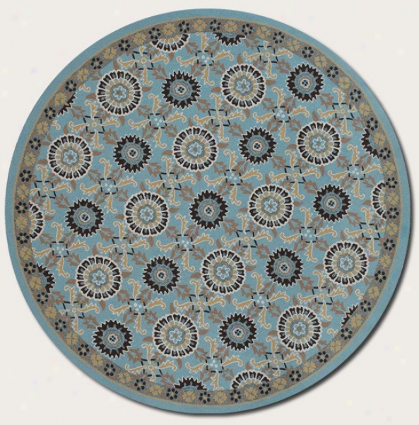 7'10&quot Round Area Rug Geometric Pattern In Aqua Blue