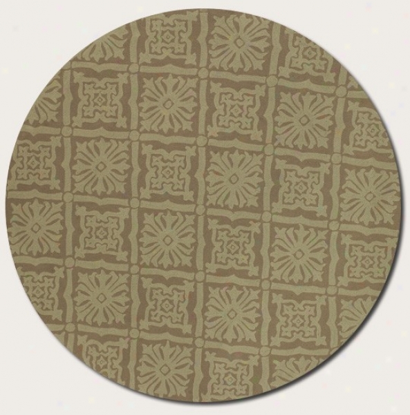 7'10&quot Round Area Rug Geometric Pattern In Beige