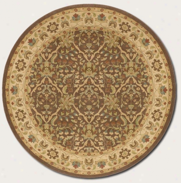 7'10&quot Round Area Rug Persian Pattern In Chocolate