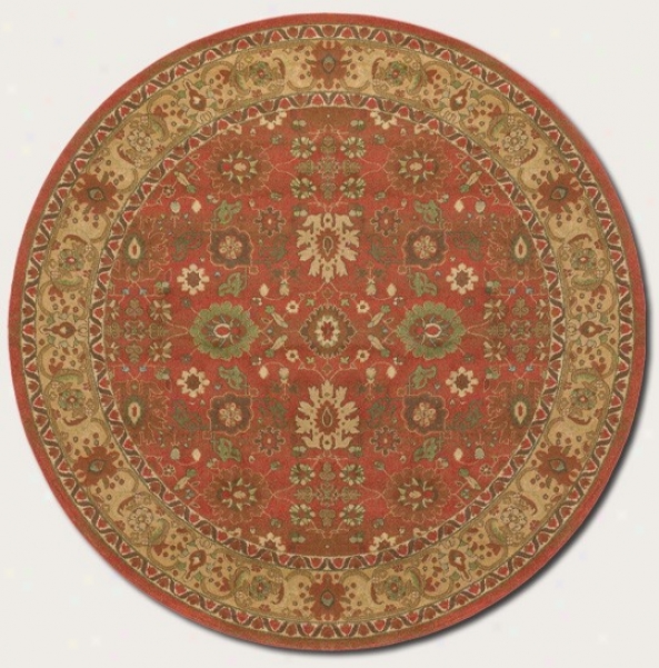 7'10&quot Round Area Rug Persian Pattern In Rust Red