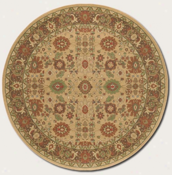 7'10&quot Round Area Rug Persian Pattern In Tan And Chocolate