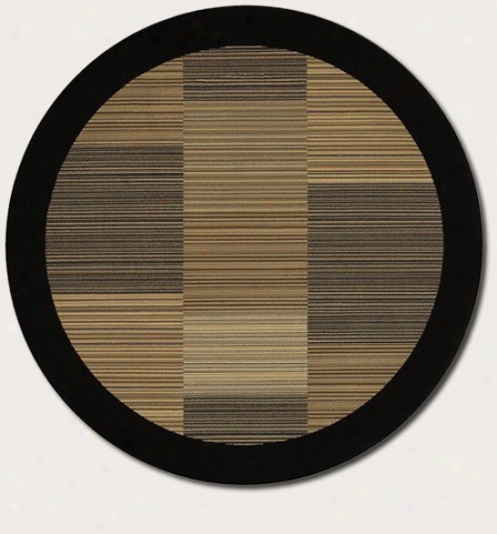 7'10&quot Round Area Rug Sledner Stripe Pattern With Black Border