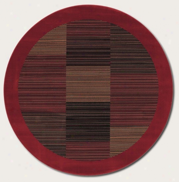 7'10&quot Round Area Rug Slender Stripe Pattern With Red Border