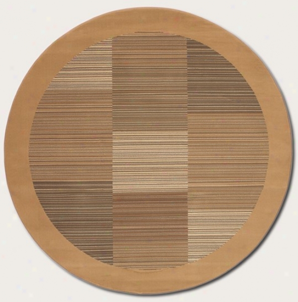 7'10&quot Round Area Rug Slender Stripe Pattern With Tan Border