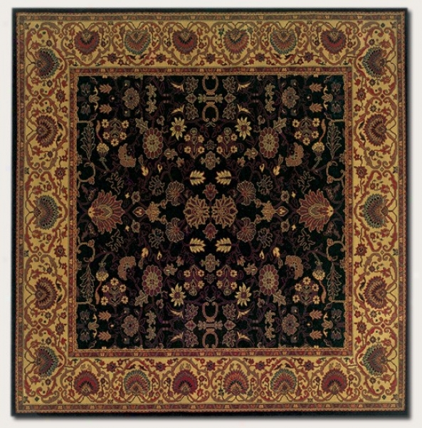 7'10&quot Square Area Rug Classic Persian Pattern In Black Color