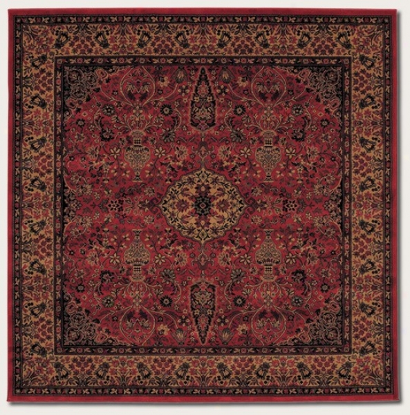 7'10&quot Square Area Rug Classic Persian Pattern In Rust Red