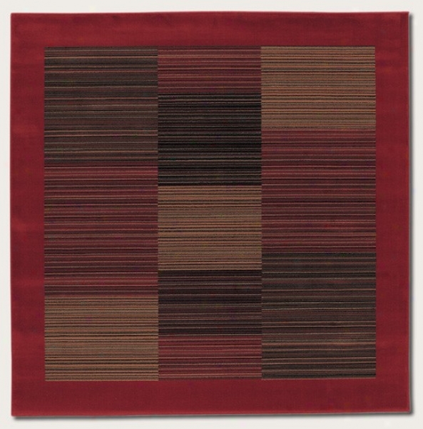7'10&quot Square Area Rug Slender Stripe Pattern With Red Border