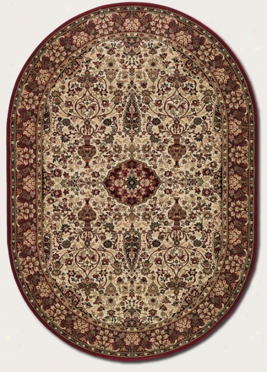 7'10&quot X 11' OvalA rea Rug Classic Persian Pattern In Ivory And Red