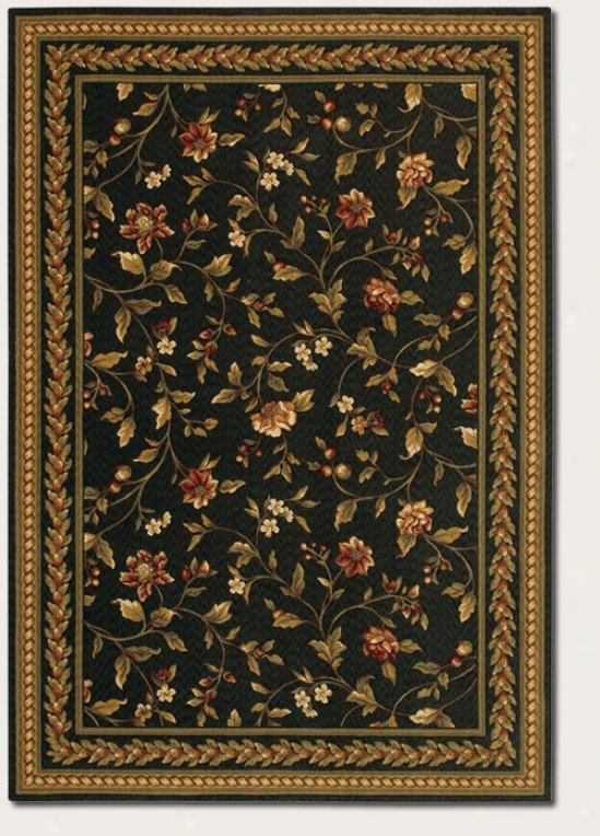 7'10&quot X 11'1&quot Area Rug Hand Crafted Vintage Floral Design In Black