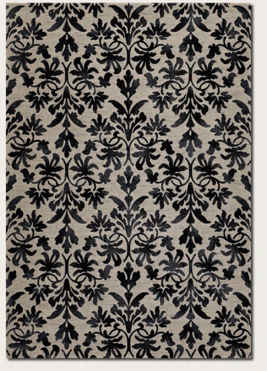 7'10&quot X 11'2&quot Area Rug Damask Pattern In Grey And Black Color