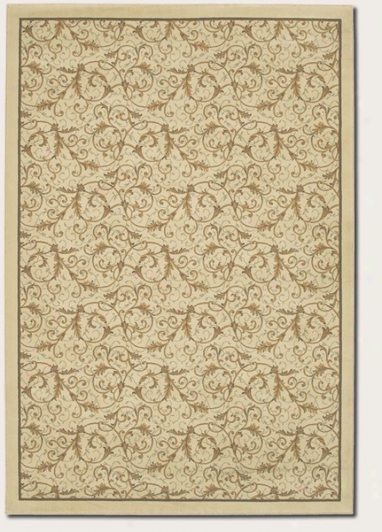 710&quot X 11'2&quot Yard Rug Gold Scroll Fern Design In Ivory Color