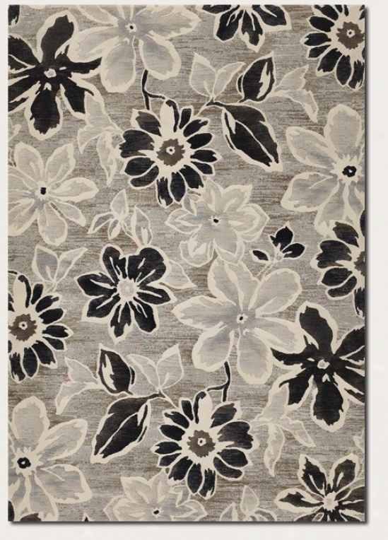 7'10&quot X 11'2&quot Area Rug Large Floral Pattern In Grey And Black