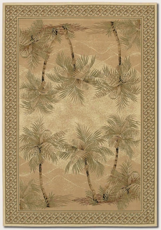 7'10&quot X 11'2&quot Area Rug Palm Tree Print In Sand Color