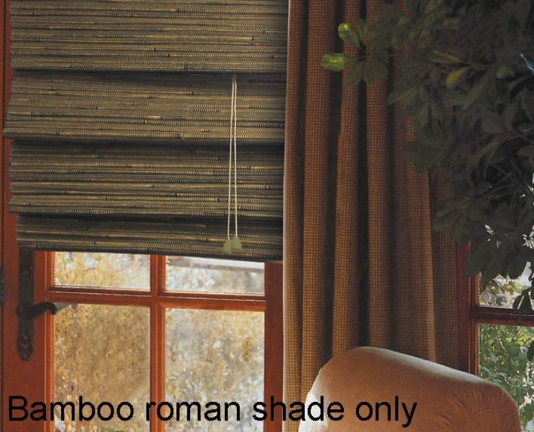 71&quotw Bamboo Window Treatnent Roman Shade In Green Tea Finish