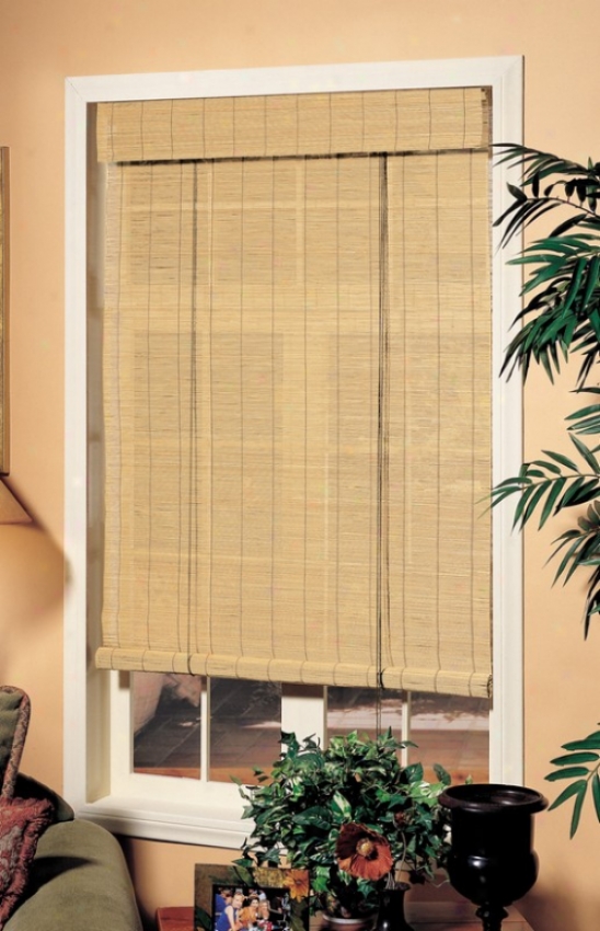 72&quotw Window Handling Rolll-up Concealed Through  Valance In Natural Matchstick Bamboo