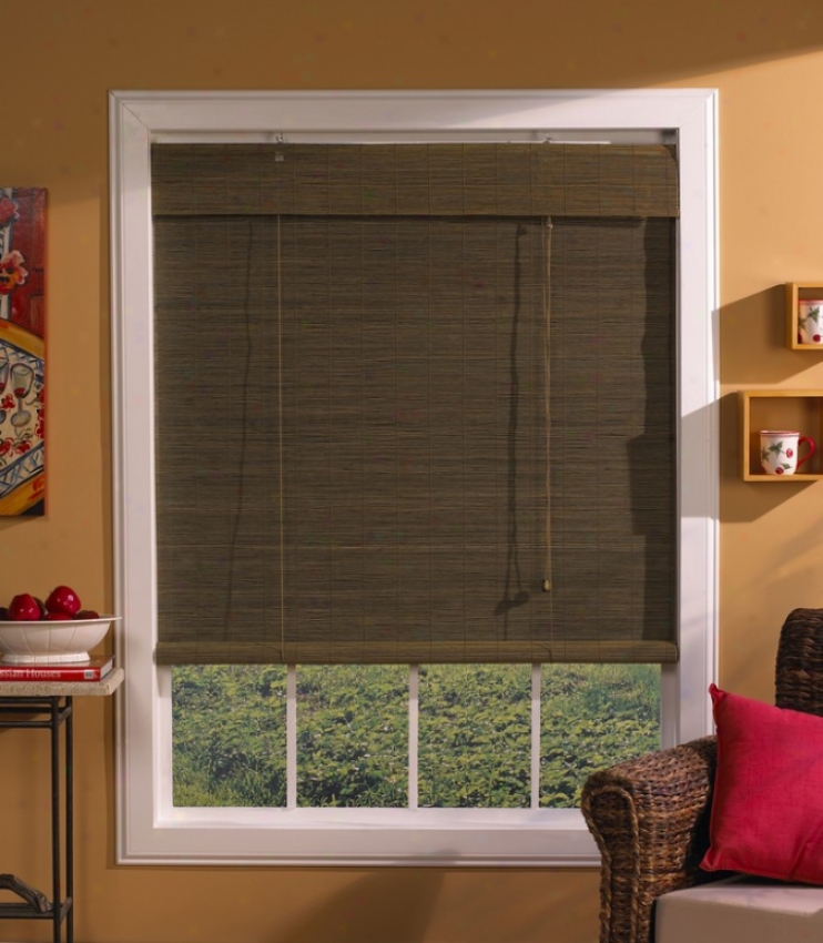 72"w Window Treatment Roll-up Blind With Valance In Willow Matchsrick Bamboo