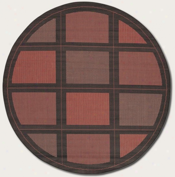 7'6&quot Round Area Rug Contemporary Grid Design In Terra-cotta