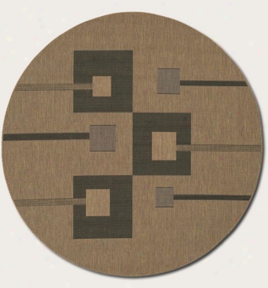 7'6&quot Round Area Rug Contemporary Style In Natural And Black