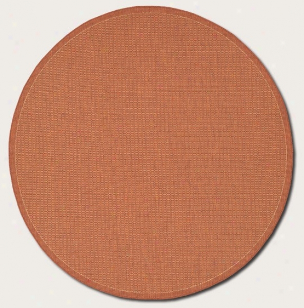 7'6&quot Round Area Rug Contemporary Style In Terra-cotta Color