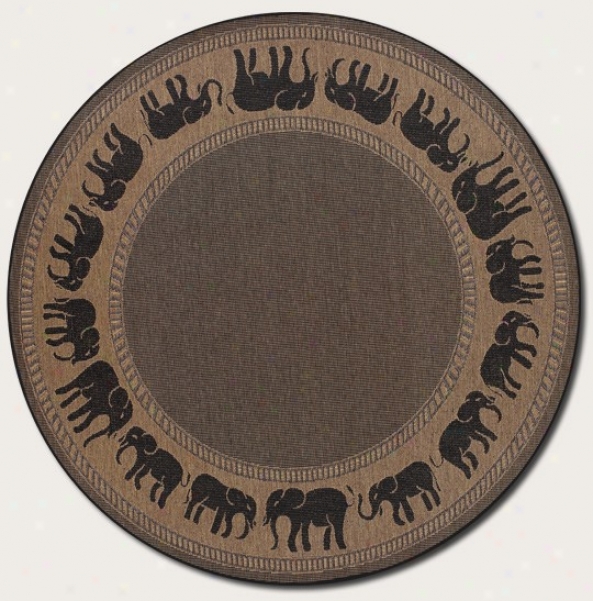 7'6&quot Move about Area Rug Elephant Sketch Border In Murky