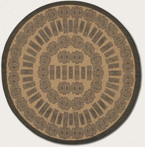 7'6&quot Round Area Rug Transitional Denominate In Cocoa And Black Color