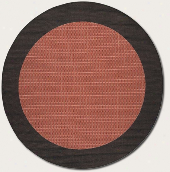7'6&quot Round Area Rug With Black Border In Terra-cotta Color