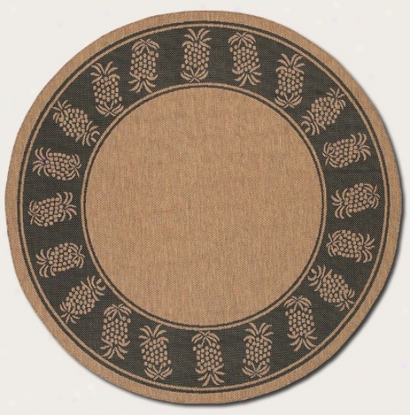 7'6&quot Round Area Rug In the opinion of Pineapple Design Border In Cocoa